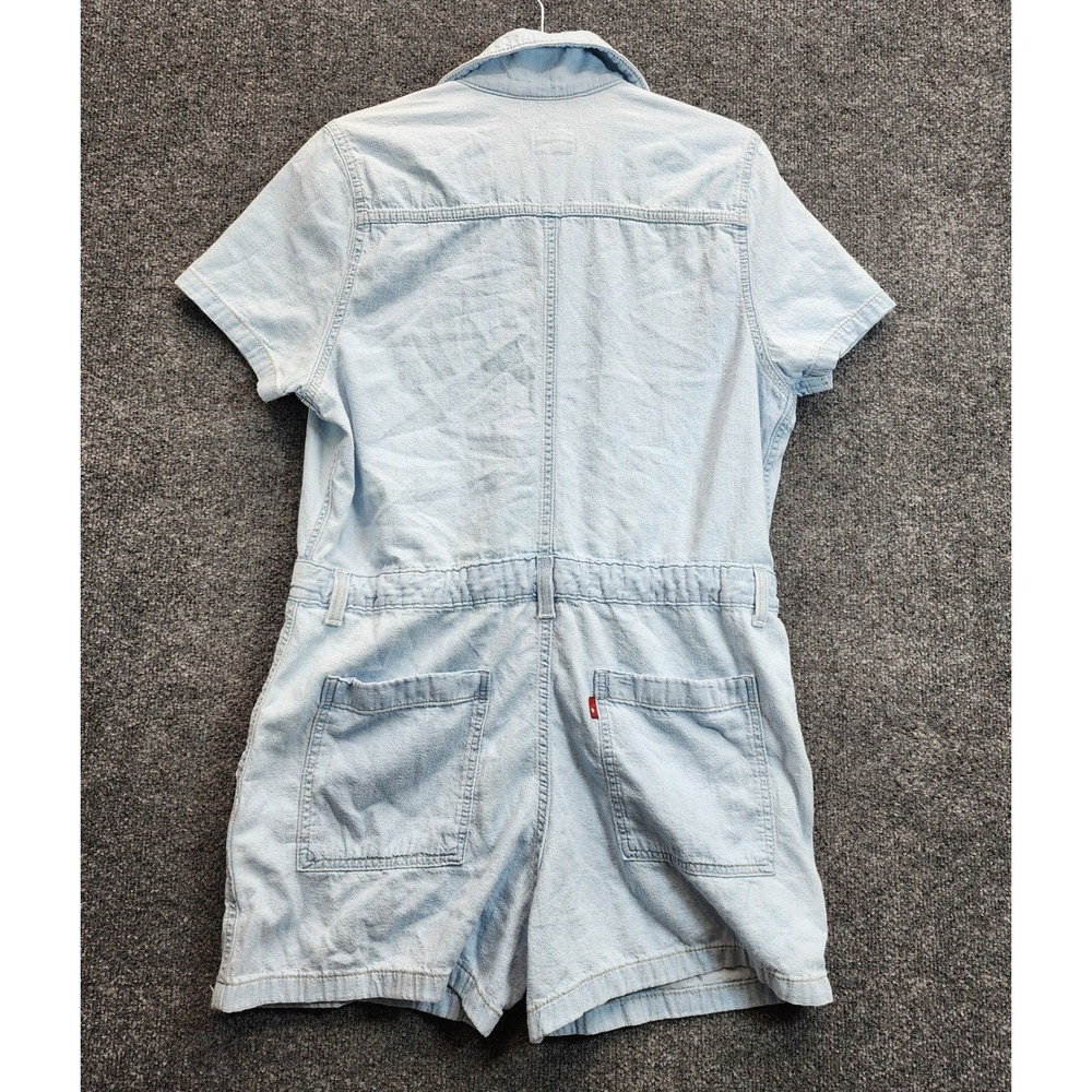 Levi's Women's Utility Denim Button Front Short Sleeve Romper Playsuit L Cotton - Picture 10 of 11